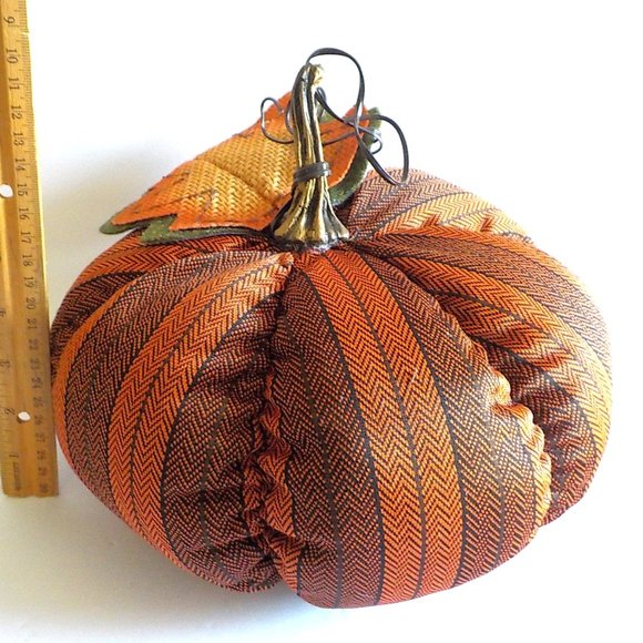 Fall Autumn Home Decor Fabric & Felt Pumpkins Set in (3) Different Sizes - Picture 3 of 6